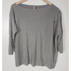 Annette Gortz Women's Sz. XL Grey Boat Neck 3/4 Sleeve Top